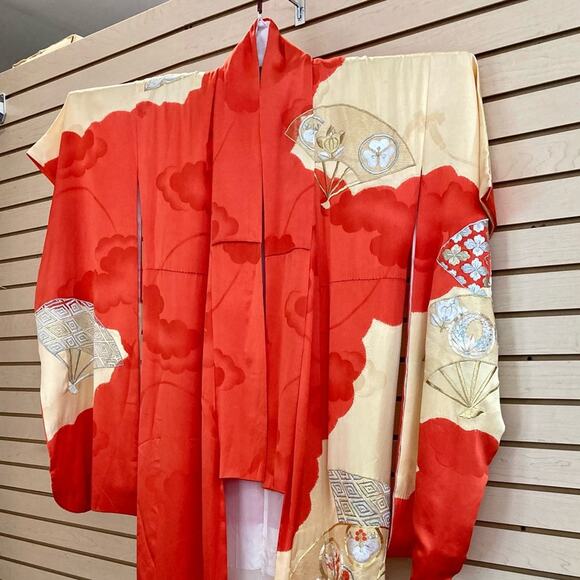 Ghibli lady eboshi Red/Gold Silk Kimono cosplay - Picture 5 of 16